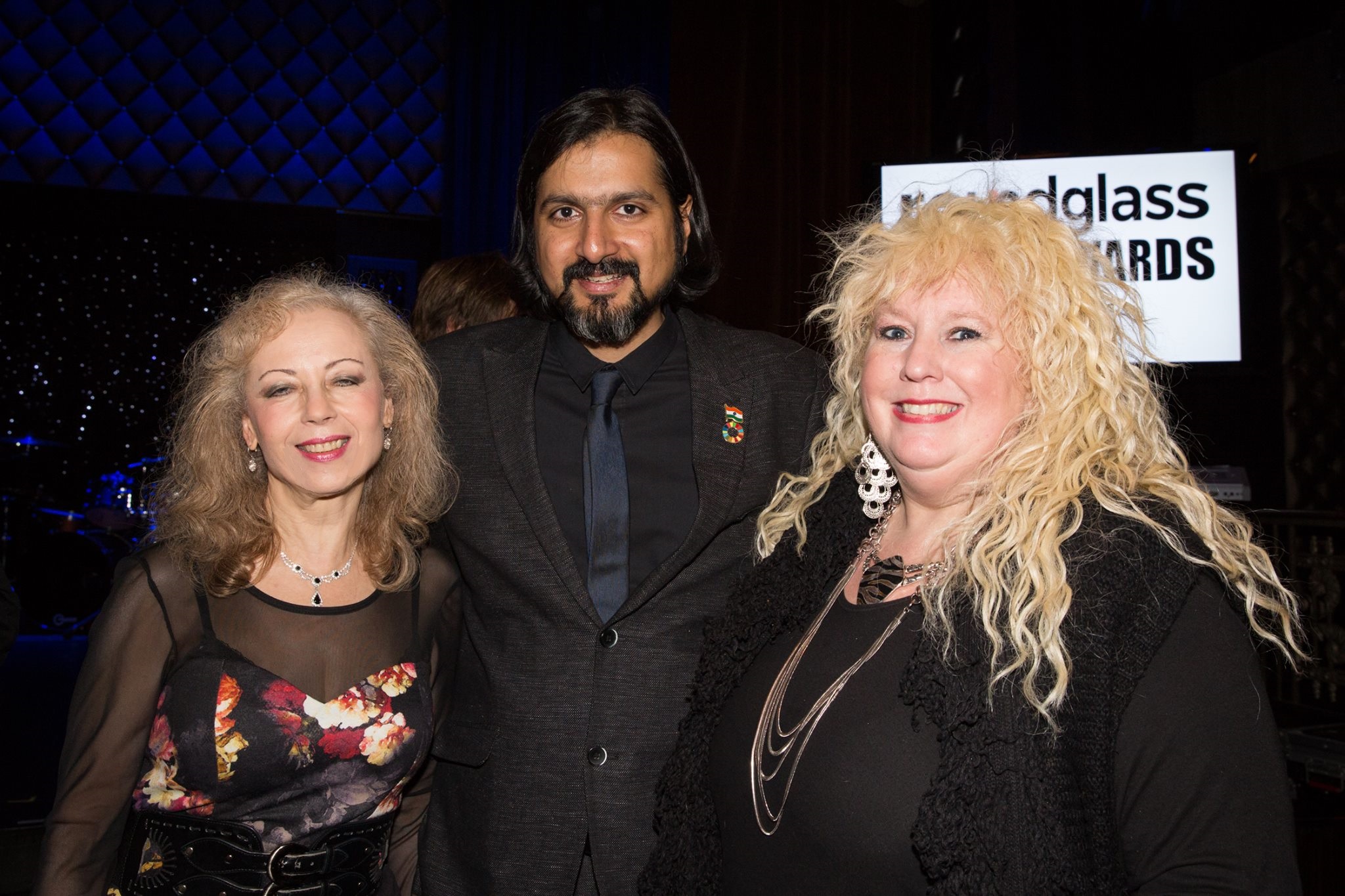 With Ricky Kej and Monique Grimme at RoundGlass Awards (during 60th Grammy Awards weekend)